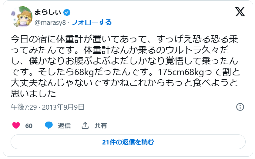 まらしぃの身長